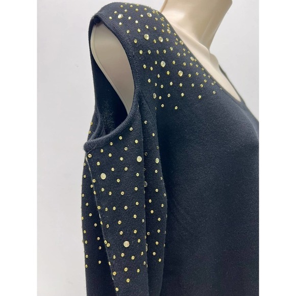 Women's Blouse / Sweater  Questions Gray Size 2X - Cold Shoulder Long Sleeves. - Picture 4 of 6